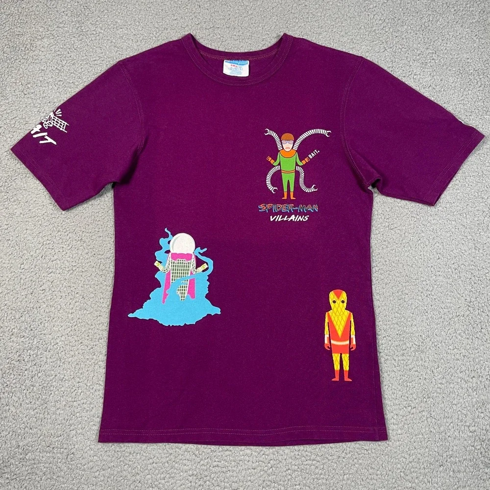 Bait‎ x Marvel Villains T Shirt Mens S Purple Anime Cartoon Screenprint Backhit